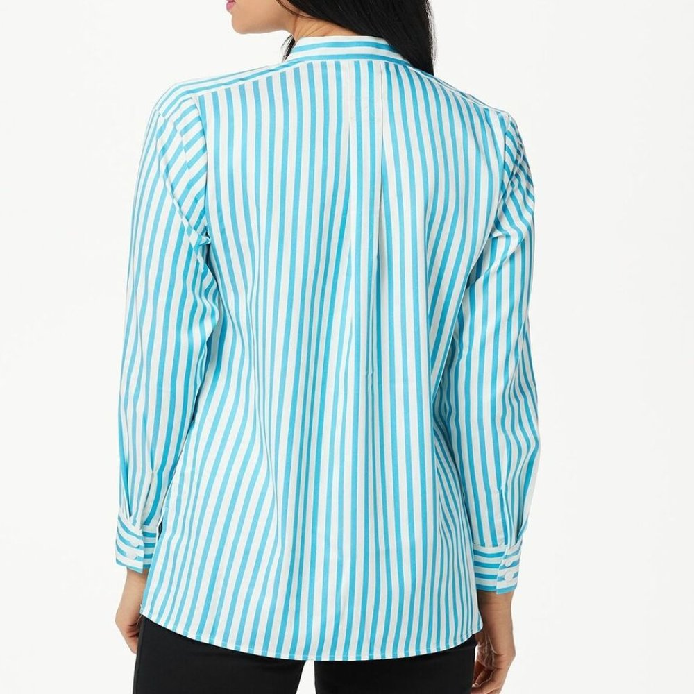 Linea Louis Dell'Olio Stand Collar Striped Shirt 6 - Picture 2 of 12